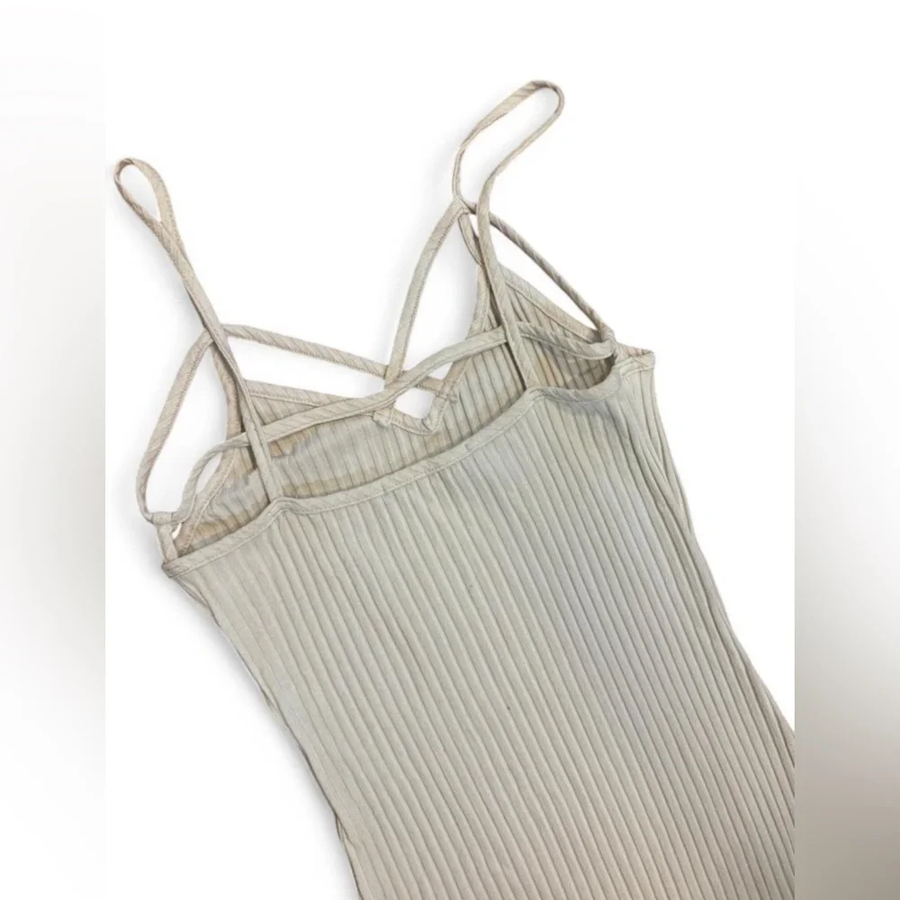 Beige Ribbed Maxi Dress - Picture 4 of 4